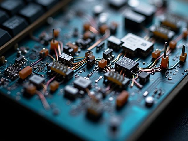 Close-up, artistic photo of a beautifully and neatly hand-wired mechanical keyboard matrix with diodes and fine wires visible on the underside of a PCB-less board.