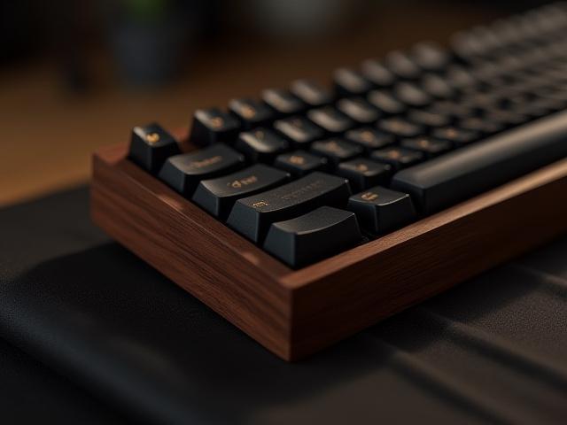 A custom mechanical keyboard housed in a beautifully crafted wooden case, showcasing natural materials.